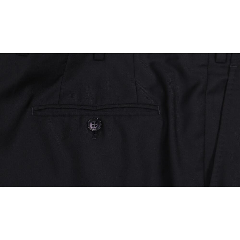 Brioni Current Solid Black Pleated Wool Dress Pan… - image 3